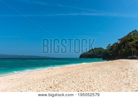 BORACAY WESTERN VISAYAS PHILIPPINES - JANUARY 14 2015: The perfect Puka Beach also known as Yapak Beach located on the island of Boracay.