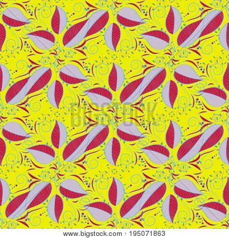 Multicolo elegant little leaves and funny bugs on a colorful background vector texture illustration.