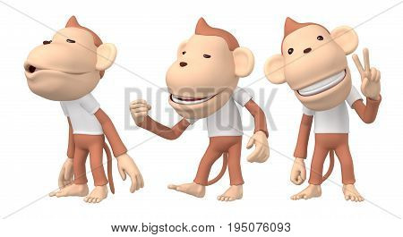 monkey character 
Fun monkey posing and facial expression　- 3D Illustration
