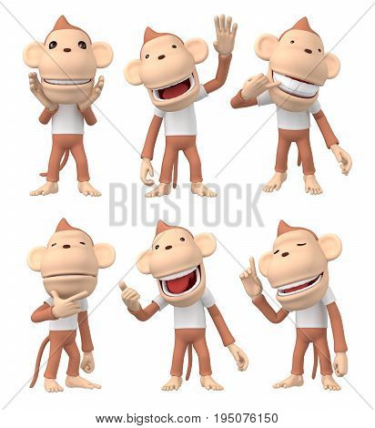 monkey character 
Fun monkey posing and facial expression　- 3D Illustration