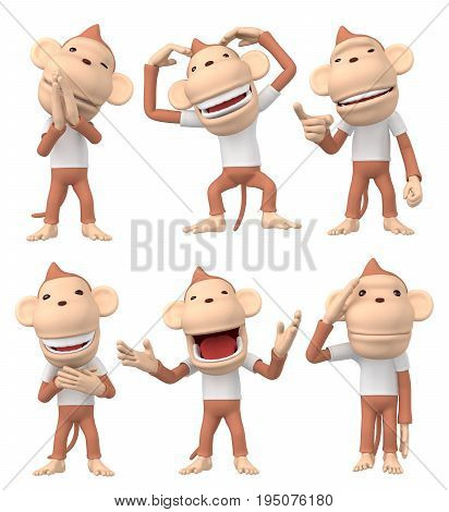 monkey character 
Fun monkey posing and facial expression　- 3D Illustration