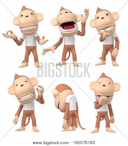 monkey character 
Fun monkey posing and facial expression　- 3D Illustration