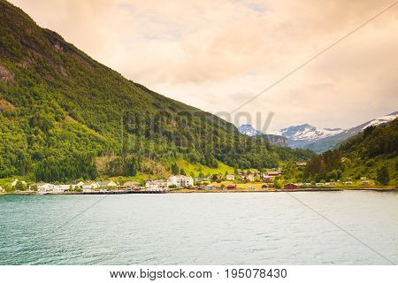 Mountains Landscape And Fjord In Norway