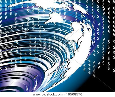 Abstract business background Blue
Signs of the dollar and euro against the backdrop of the vortex and the mainland.
