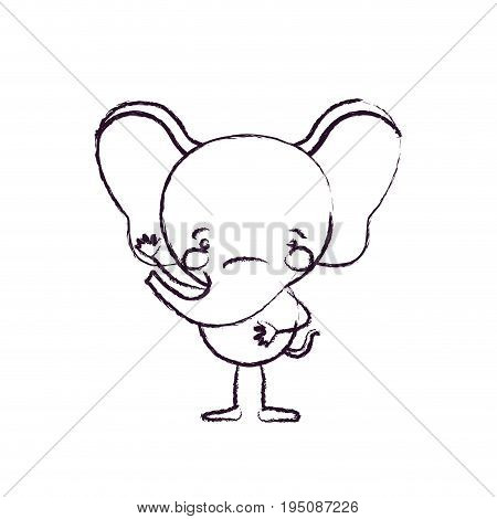 blurred silhouette caricature of cute elephant greeting expression with one hand up vector illustration