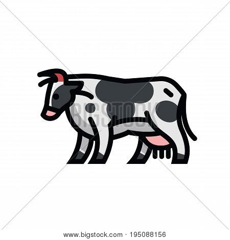 Colorful stylized drawing of going motley cow