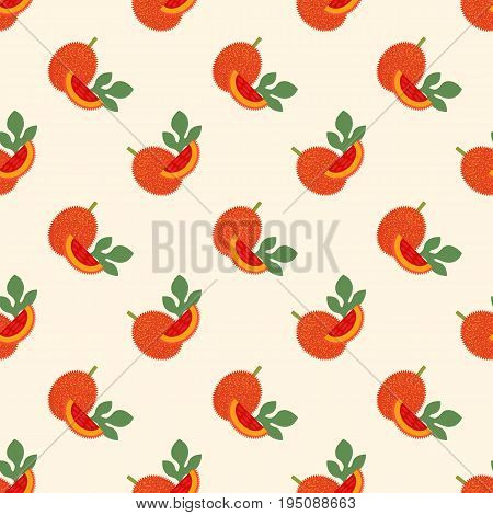 Seamless Background Image Colorful Tropical Ripe Gac Fruit