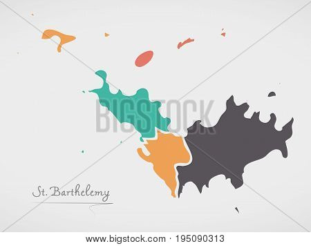 Saint Barthelemy Map With States And Modern Round Shapes
