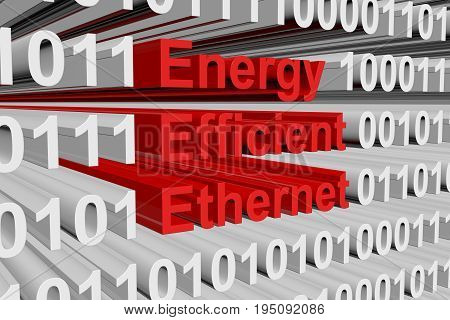 Energy Efficient Ethernet as a binary code 3D illustration