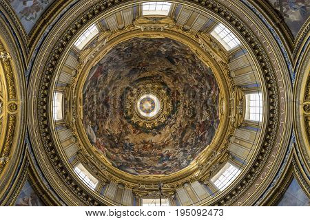 Church Saint Agnes (Santa Agnese) in Agone. Church by Francesco Borromini. 17-th century Baroque church in Rome. Italy June 2017