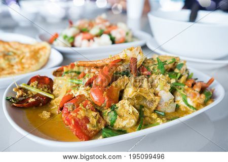 Crab Fried Curry Powder main dish for chinese food and seafood restaurant