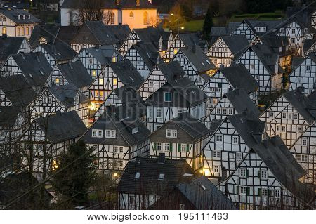 Half-timbered houses of Freudenberg a town in North Rhine-Westphalia Germany