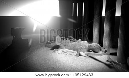 Broken lady of justice 3d rendering