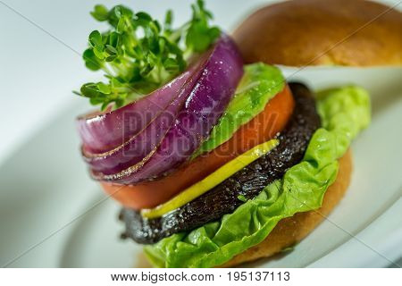 This portabella burger is a vegetarian dream!