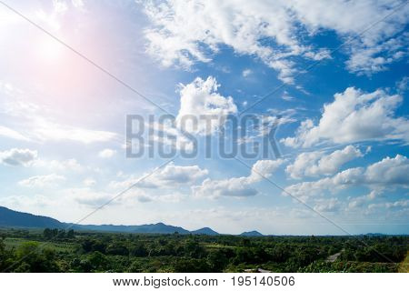 The sky is covered with white clouds.