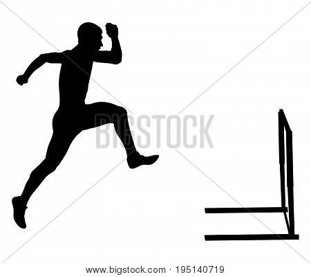 110 meters hurdles male runner athletics black silhouette