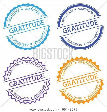 Gratitude Badge Isolated On White Background. Flat Style Round Label With Text. Circular Emblem Vect