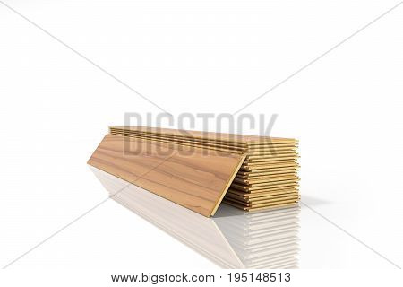 Set Of Wooden Laminated Construction Planks Isolated On White Background