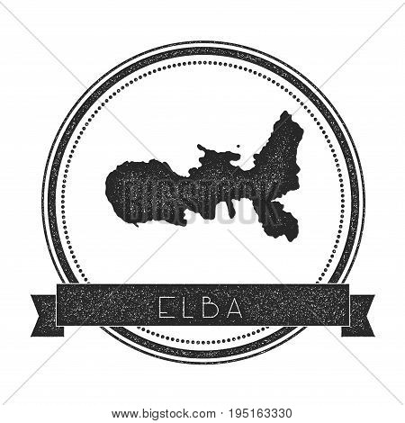 Elba Map Stamp. Retro Distressed Insignia. Hipster Round Badge With Text Banner. Island Vector Illus