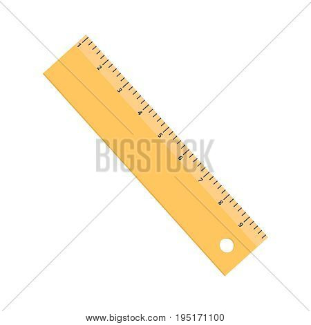 Yellow ruler icon flat isolated on white background vector illustration