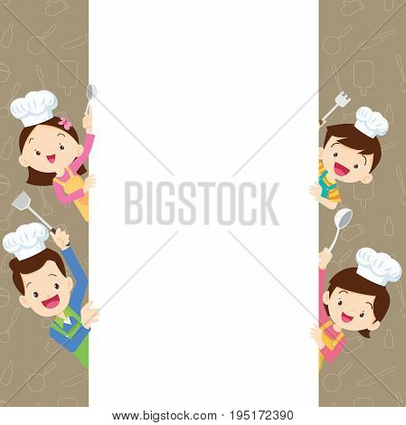 Cute Family Happy Cooking With Space Frame