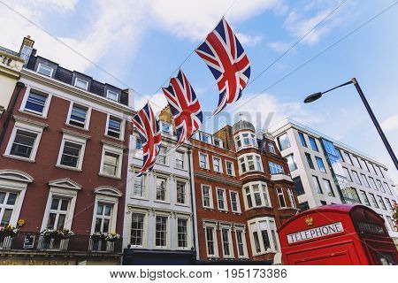 LONDON UNITED KINGDOM - August 12th 2016: Detail of Bruton Street in the affluent area of Mayfair in London city centre