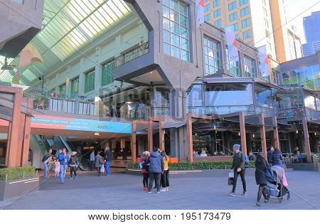 MELBOURNE AUSTRALIA - JUNE 30, 2017: Unidentified people visit Southgate shopping complex in South bank.
