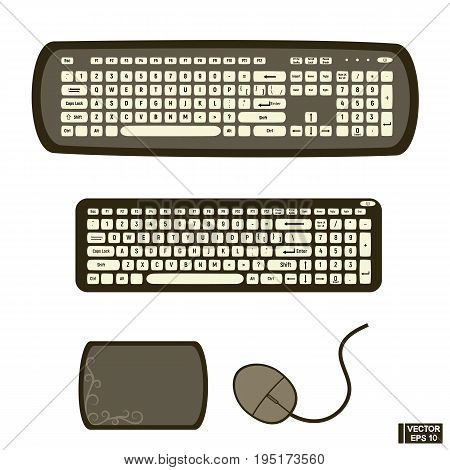 Set Of Keyboards Flat Design.