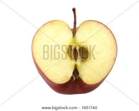 ครึ่งหนึ่งของแอปเปิ้ลสีแดงรสชาติอร่อย