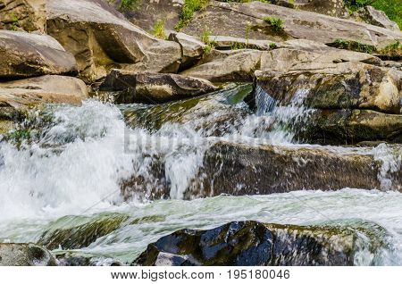 Background Landscape With Waterfall In Yaremche Vilage In Ukraine
