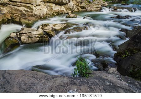 Background Landscape With Waterfall In Yaremche Vilage In Ukraine