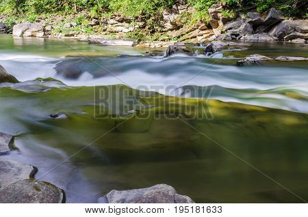 Background Landscape With Waterfall In Yaremche Vilage In Ukraine
