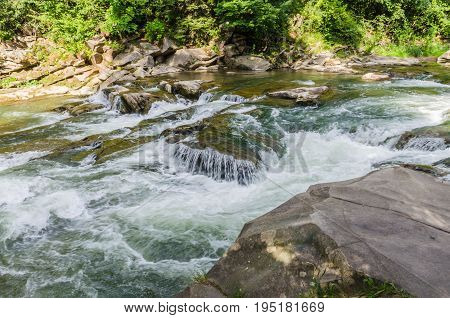 Background Landscape With Waterfall In Yaremche Vilage In Ukraine
