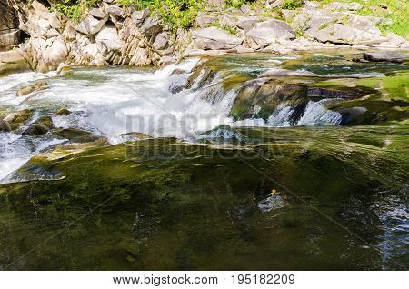 Background Landscape With Waterfall In Yaremche Vilage In Ukraine