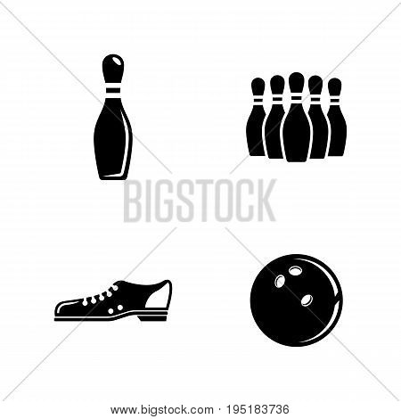 Bowling. Simple Related Vector Icons Set for Video, Mobile Apps, Web Sites, Print Projects and Your Design. Black Flat Illustration on White Background.