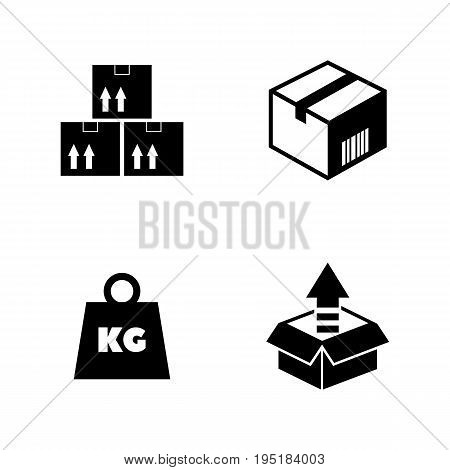 Cargo. Simple Related Vector Icons Set for Video, Mobile Apps, Web Sites, Print Projects and Your Design. Black Flat Illustration on White Background.