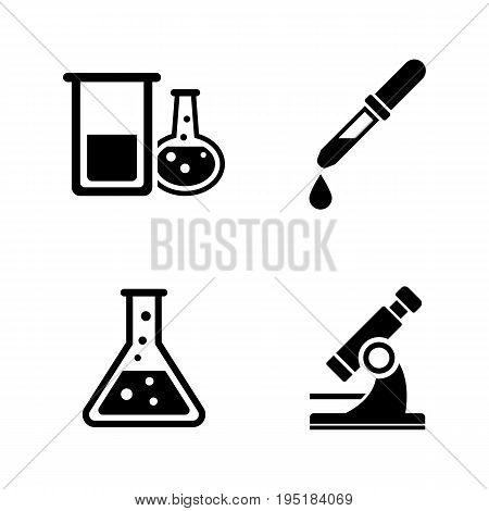 Chemical. Simple Related Vector Icons Set for Video, Mobile Apps, Web Sites, Print Projects and Your Design. Black Flat Illustration on White Background.