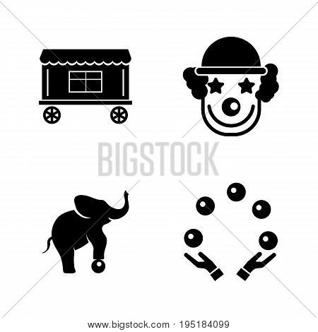 Circus Carnival Amusement Park. Simple Related Vector Icons Set for Video, Mobile Apps, Web Sites, Print Projects and Your Design. Black Flat Illustration on White Background.
