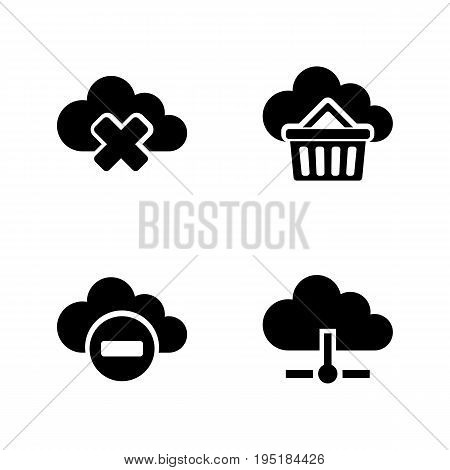 Computing Cloud. Simple Related Vector Icons Set for Video, Mobile Apps, Web Sites, Print Projects and Your Design. Black Flat Illustration on White Background.