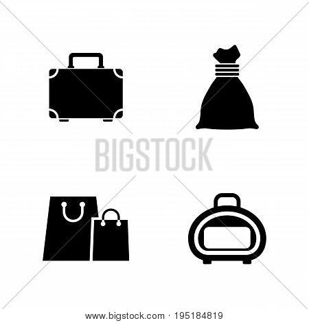 Bag. Simple Related Vector Icons Set for Video, Mobile Apps, Web Sites, Print Projects and Your Design. Black Flat Illustration on White Background.