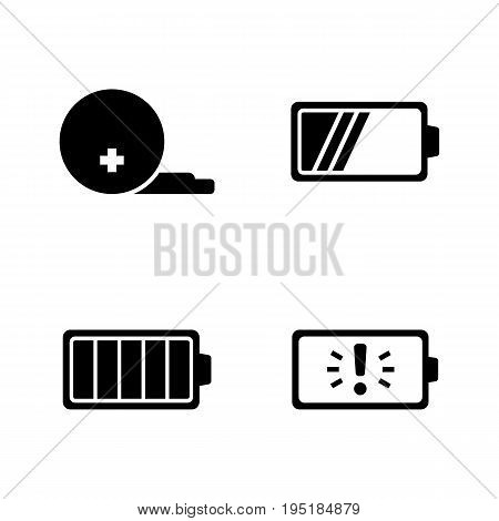 Battery. Simple Related Vector Icons Set for Video, Mobile Apps, Web Sites, Print Projects and Your Design. Black Flat Illustration on White Background.