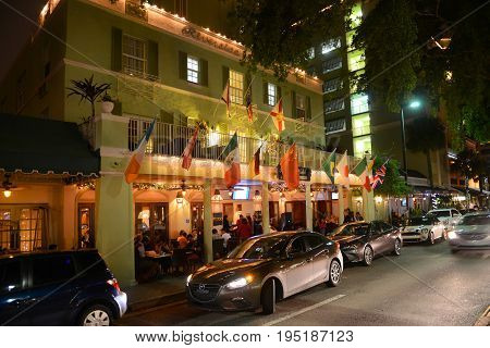 FORT LAUDERDALE, FL, USA - DEC. 25, 2014: Riverside Hotel on Las Olas Boulevard at night, Fort Lauderdale, Florida, USA.