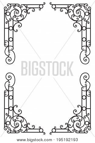 Vintage decorative frame in renaissance style on white