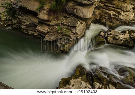 Background Landscape With Waterfall In Yaremche Vilage In Ukraine