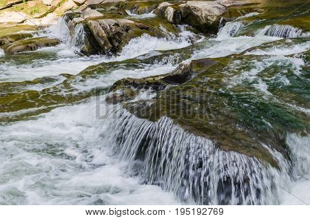 Background Landscape With Waterfall In Yaremche Vilage In Ukraine