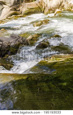 Background Landscape With Waterfall In Yaremche Vilage In Ukraine