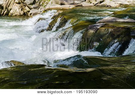 Background Landscape With Waterfall In Yaremche Vilage In Ukraine