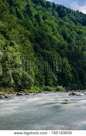 Background Landscape With Waterfall In Yaremche Vilage In Ukraine