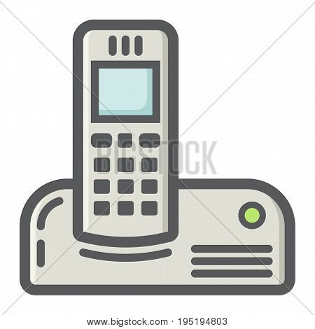 Wireless telephone colorful line icon, household and appliance, vector graphics, a filled pattern on a white background, eps 10.