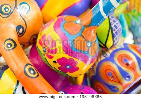 Pumpkin shells for creation lamp, ANTALYA, TURKEY - JUNE 25, 2017, interesting element of interior design - lamps and shades, covered with patterns and pictures, on June 25 in Antalya.